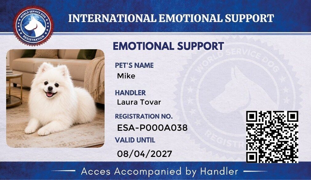 Emotional Support Animal digital identification card